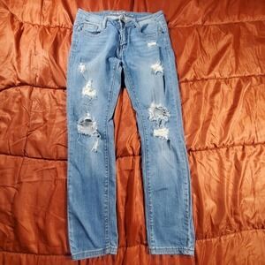 Machine Nouvelle Mode Jeans Destroyed Distressed Boot Cut Womens‎ Size 7/29 x 28